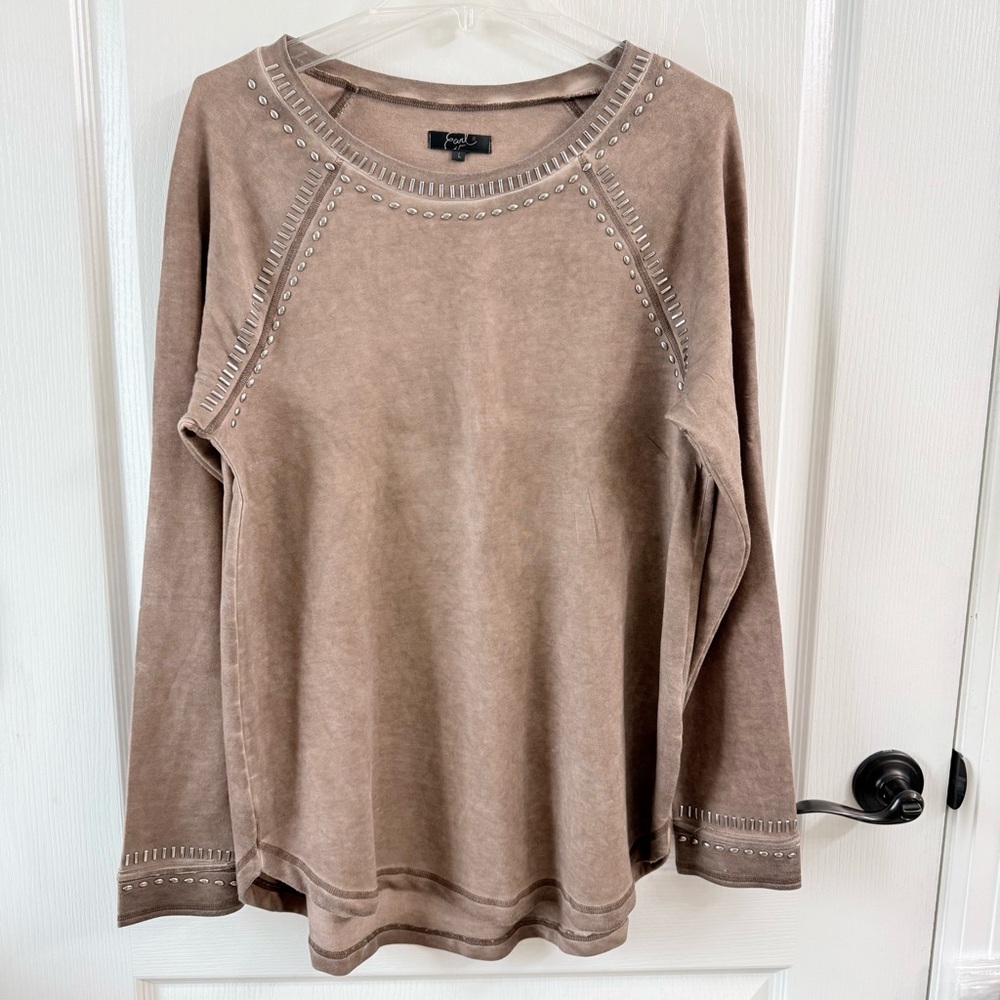 Earl Jeans Brown Long Sleeve Top with Stud Details